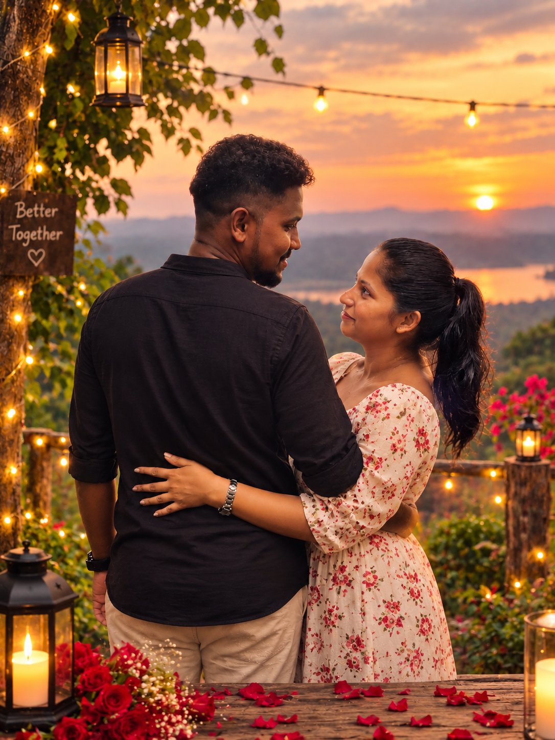 Couple together at sunset